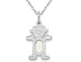 1/4 carat (ctw) Natural Opal Child Girl Charm Pendant Necklace in 14K White Gold with Chain
